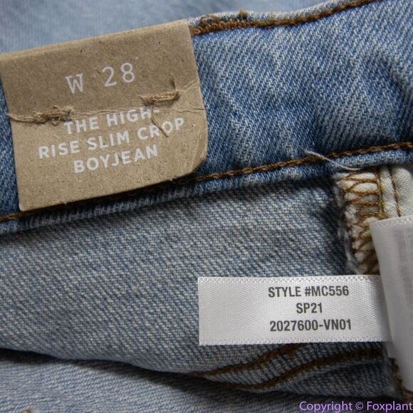 NEW Madewell High-Rise Slim Crop Boyjean in Dumas Wash: Ripped Edition, size 28 - Picture 10 of 16